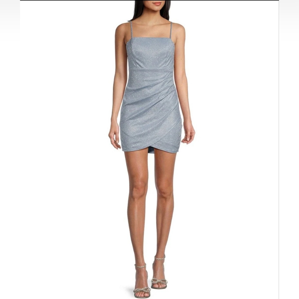 Blue Sparkling Sweetheart Bodycon Mini Dress